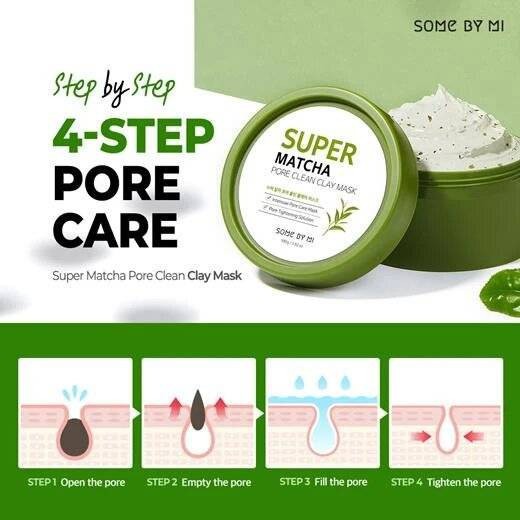 Mặt Nạ Đất Sét Giúp Se Khít Lỗ Chân Lông, Giảm Mụn Some By Mi Super Matcha Pore Clean Clay Mask 100g