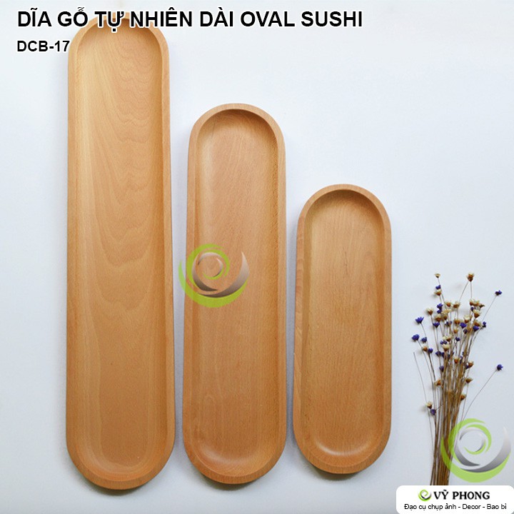 DĨA GỖ SỒI TỰ NHIÊN DÀI OVAL PHONG CÁCH NHẬT BẢN ĐỂ BÁNH SUSHI TRANG TRÍ BẾP ĐẠO CỤ CHỤP ẢNH SẢN PHẨM INS DCB-17