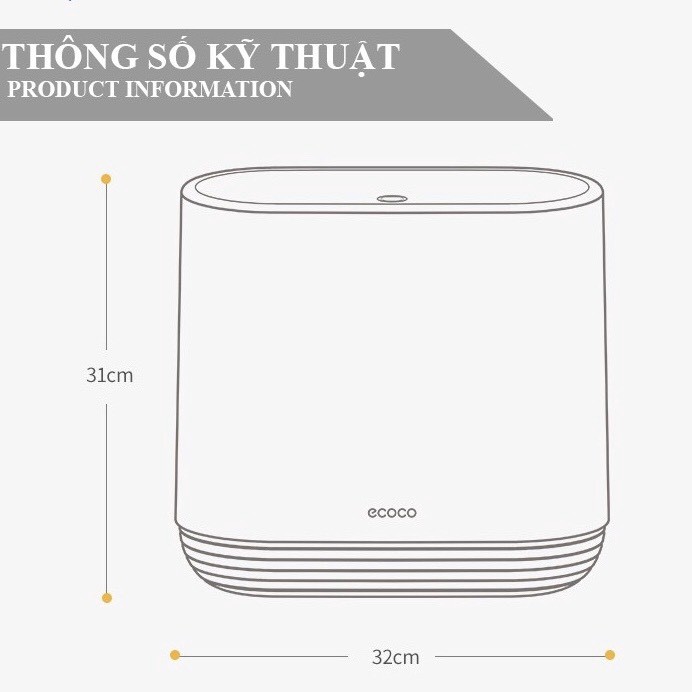 Thùng Rác Thông Minh Cao Cấp ECOCO Thể Tích 10L