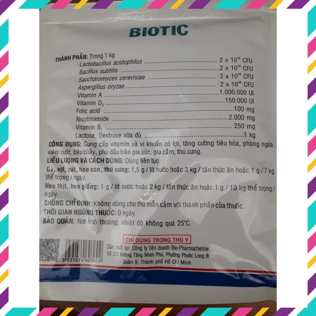 Thú Y. BIOTIC 100G. Men tiêu hóa, giảm mùi hôi, ngừa tiêu chảy chó, meo, heo, gà,...