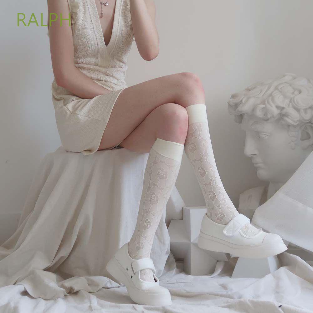 Vớ Lưới Dài Đến Đầu Gối Co Giãn Thêu Họa Tiết Hoa Phong Cách Lolita Nhật Bản Nhiều Màu Ngọt Ngào Cho Nữ