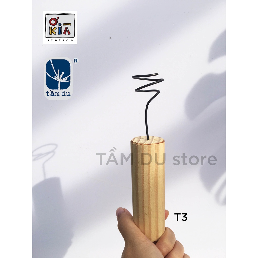 Đế gỗ trụ lò xo để cây không khí