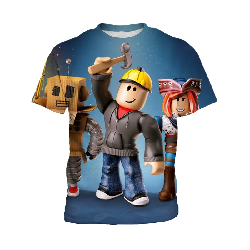 Áo Thun Tay Ngắn In Hình Roblox Thời Trang Cho Bé Trai