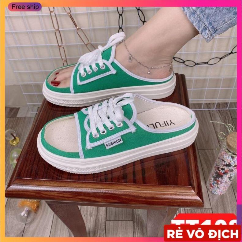 Giày Nữ - Giày Sục Nữ Đạp Gót Buộc Dây Hở Mũi Cao Cấp Thời Trang Phong Cách Hàn Quốc