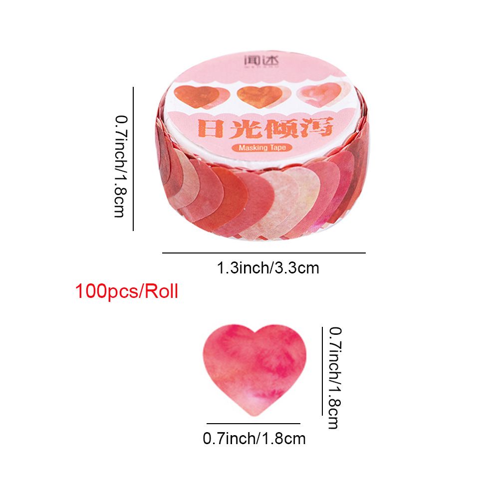 Cuộn 100 Miếng Dán Hình Trái Tim Dễ Thương Dùng Trang Trí Sổ Tay Diy