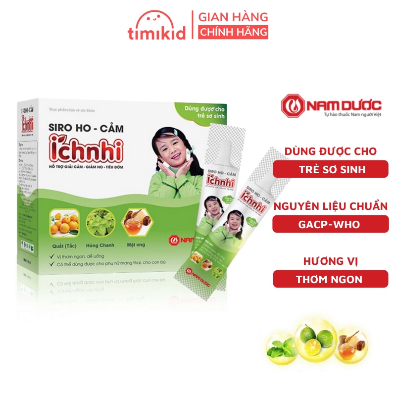 Siro ho cảm Ích Nhi hộp 30 gói x 5ml hỗ trợ giải cảm, giảm ho, sổ mũi, tiêu đờm, dùng cho trẻ sơ sinh, trẻ nhỏ, bà bầu