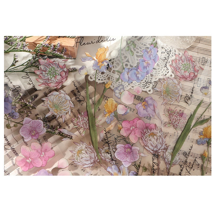 STI48 Miếng dán sticker hoa cỏ vintage trang trí DIY - set 6 miếng