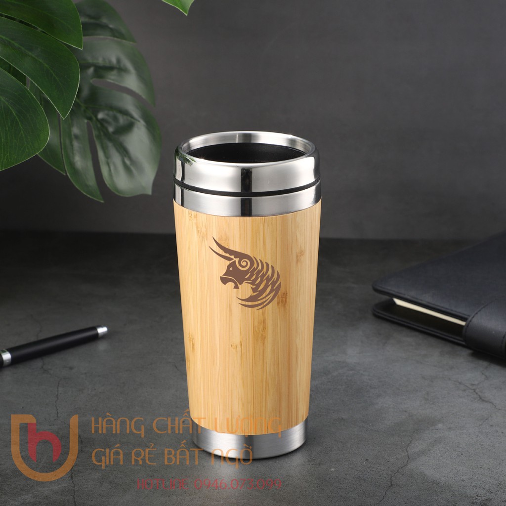 Ly tre giữ nhiệt vỏ tre - vỏ gỗ 500ml cao cấp khắc laser theo yêu cầu làm quà tặng