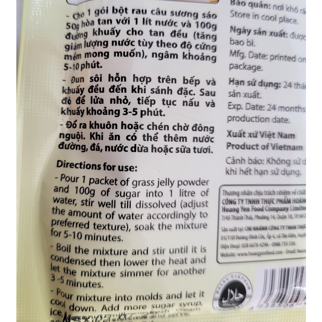 [Gói 50g] BỘT RAU CÂU SƯƠNG SÁO [VN] ROVIN Grass Jelly Powder (halal)