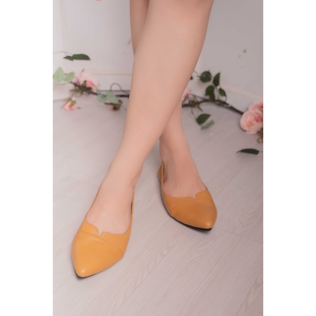 Giày bệt nữ da bò thật chính hãng LUNASHOES 1510 mũi nhọn đế bằng bảo hành 2 năm 1 đổi 1 hàng vnxk êm chân dễ đi