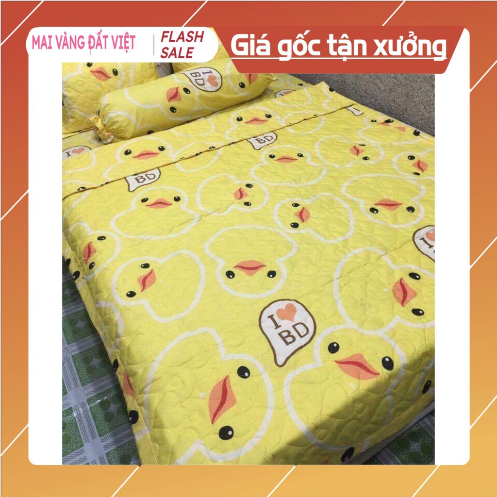 Bộ Ga gối 🌸1 ga 2 vỏ gối 1M6X2M🌸Combo 3 món,mẫu kute,MẪU CON VỊT