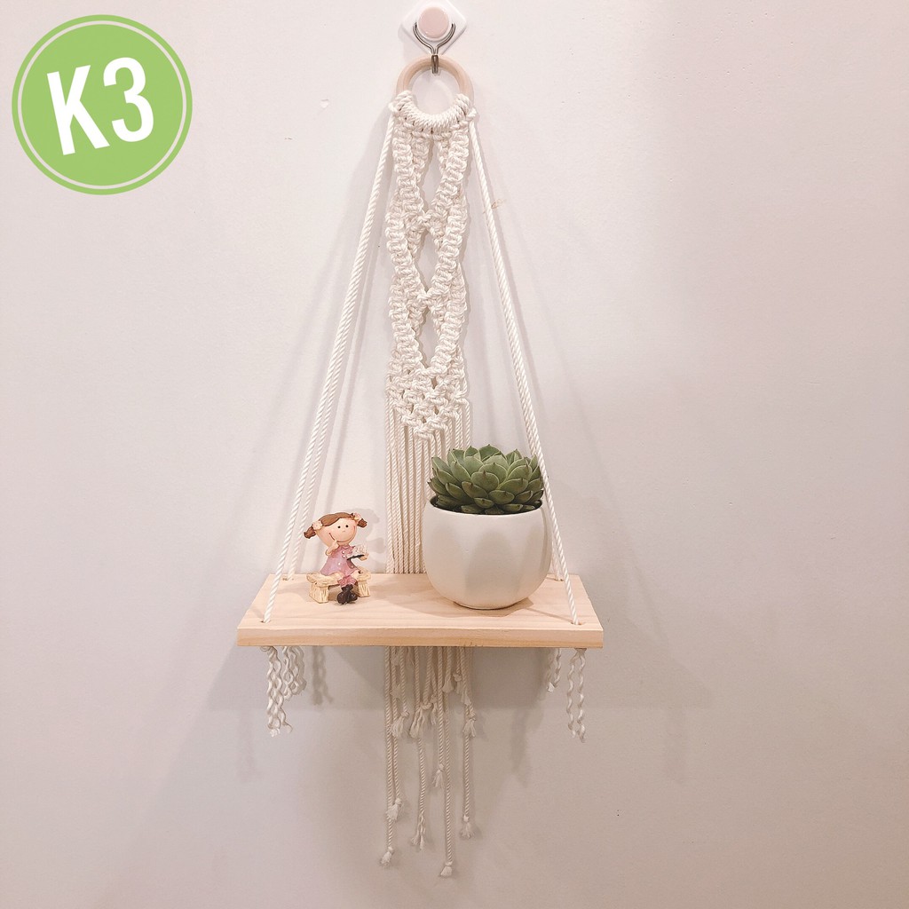 FREESHIPk3 Kệ gỗ tết macrame kệ treo trang trí nội thất