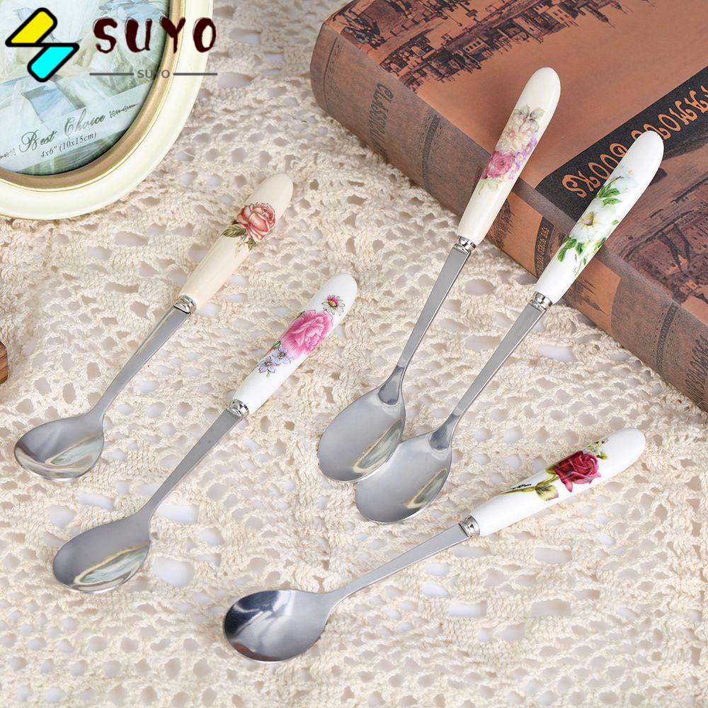 Muỗng Cà Phê Bằng Gốm Cán Hình Hoa Hồng
