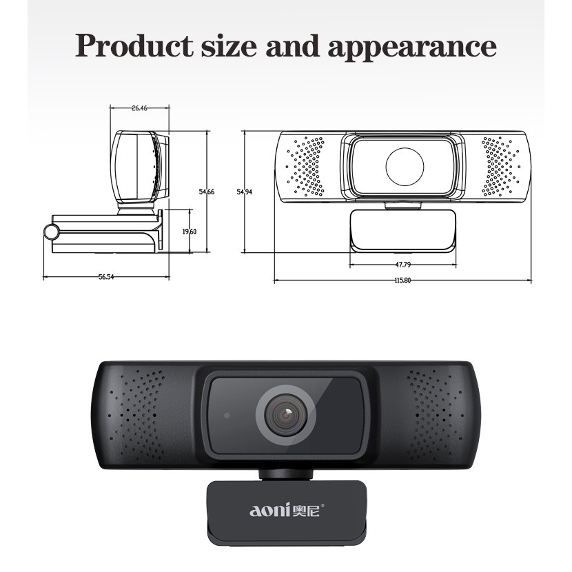 Webcam Aoni A31 thay thế cho Logitech C920 HD Pro USB full HD chính hãng, giá tốt