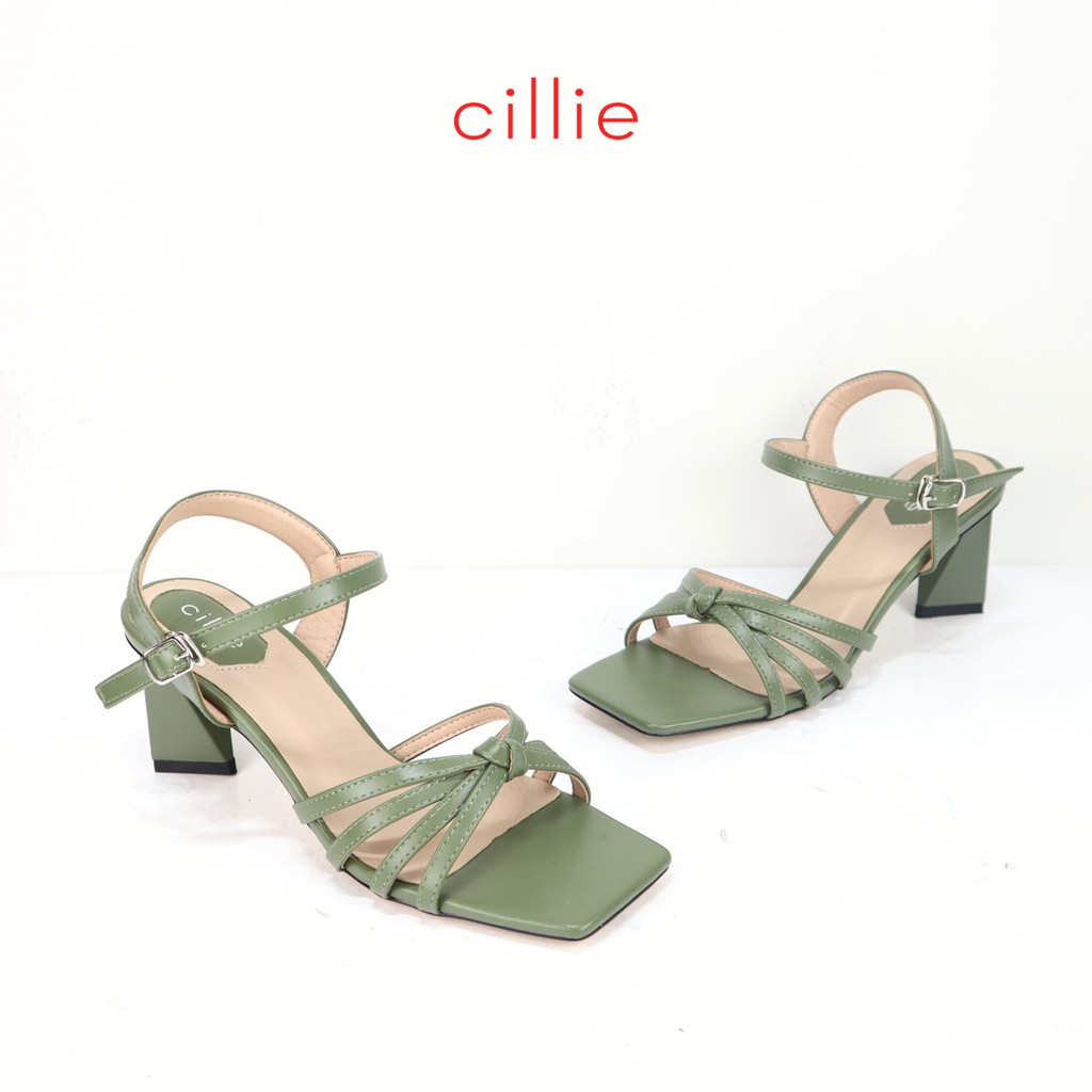 Giày sandal cao gót nữ đan dây thắt nút ôm chân mũi vuông mang đi làm đi chơi gót trụ cao 6cm Cillie 1227