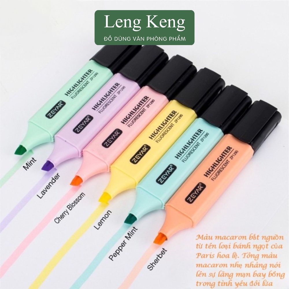 Bút đánh dấu highlight dạ quang văn phòng phẩm Leng Keng 20 màu lựa chọn BH22