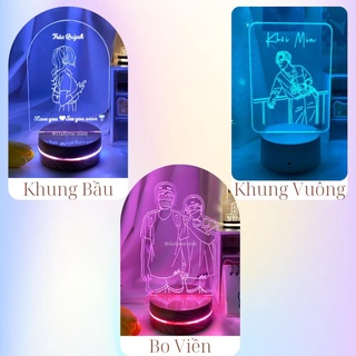 Đế đèn khắc hình theo yêu cầu, đèn ngủ led 3d