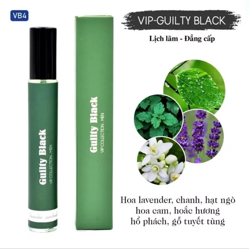 Tinh dầu nước hoa nam Guity Black 12ml, Tươi mát, lịch lãm - Dạng lăn/xịt