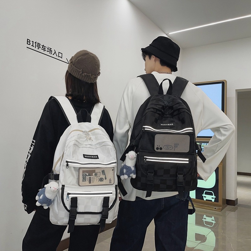 Balo đi học nam nữ NUOYIBAG chất vải cao cấp, balo laptop 15.6 inch
