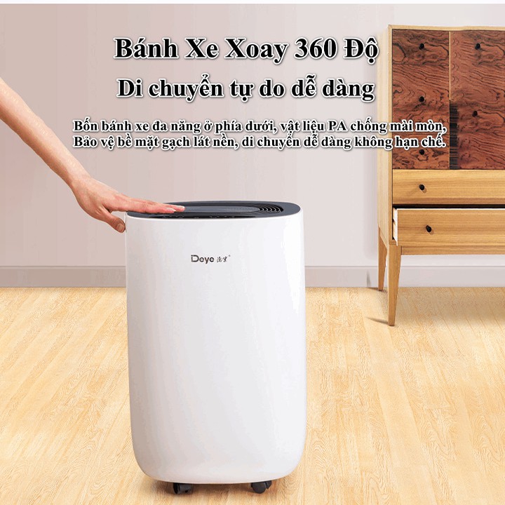 Máy hút ẩm gia đình hiện đại Deye DY612S công nghệ mới độ ồn siêu thấp, thanh lọc ion âm