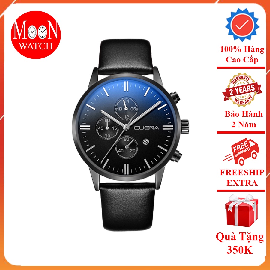 Đồng Hồ Nam C.U.E.N.A Mặt Tròn 42mm Hợp Kim Dây Da Thời Trang A59 - Moon Watch