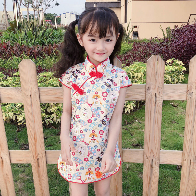 Cô gái trẻ em mùa xuân và mùa hè 2021 trẻ em slim cheongsam váy công chúa váy cổ điển trung quốc thời trang trang phục PAPAYA