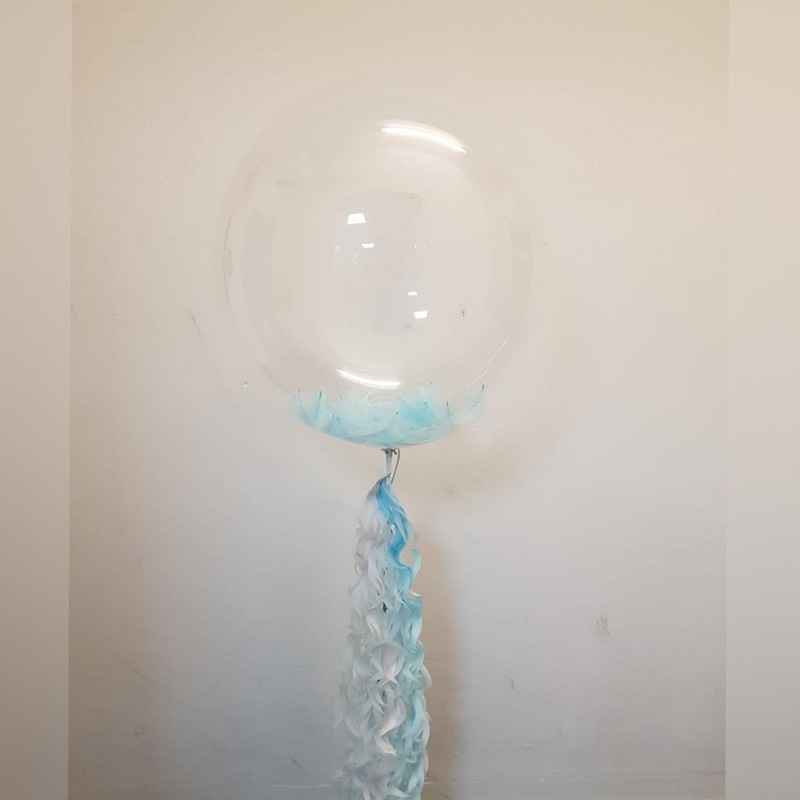 Bộ Bong Bóng Bay Trong Suốt 24inch + Lông Vũ Trang Trí Tiệc Sinh Nhật/Đám Cưới DIY