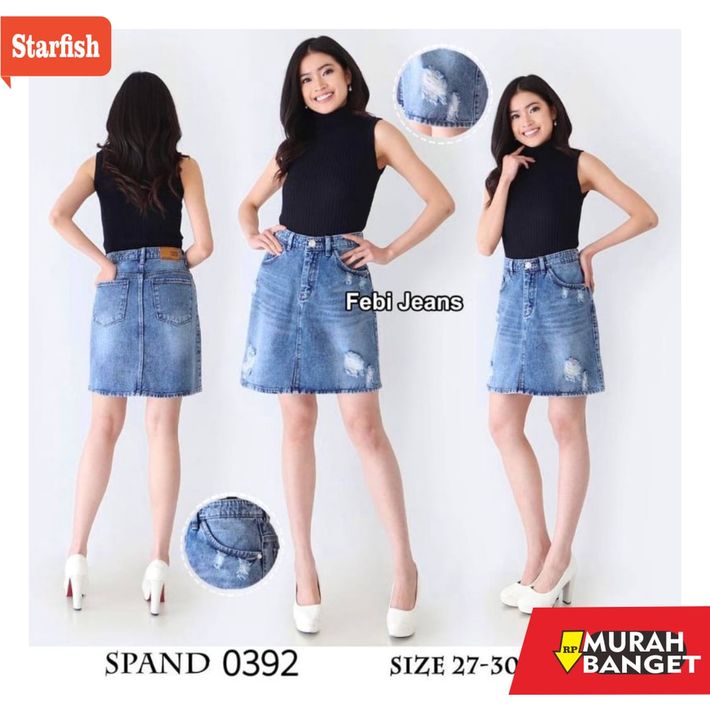 Chân váy Jeans ngắn rách 27-34 họa tiết kẻ sọc cỡ lớn