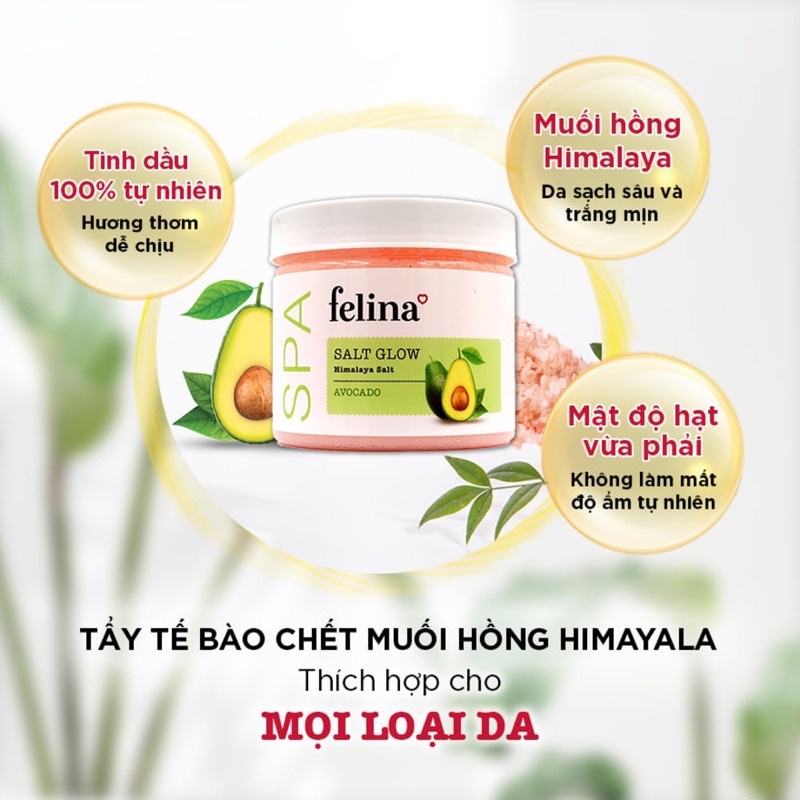 Muối tắm hồng tẩy  tế bào chết toàn thân SPA felina hàng công ty 500g sản phẩm được shop cam kết chính hãng