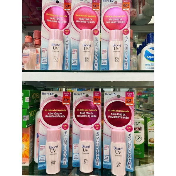 Kem Chống Nắng Bioré UV Bright Milk SPF 50+ PA++++ (30ml) SÁNG HỒNG TỰ NHIÊN.