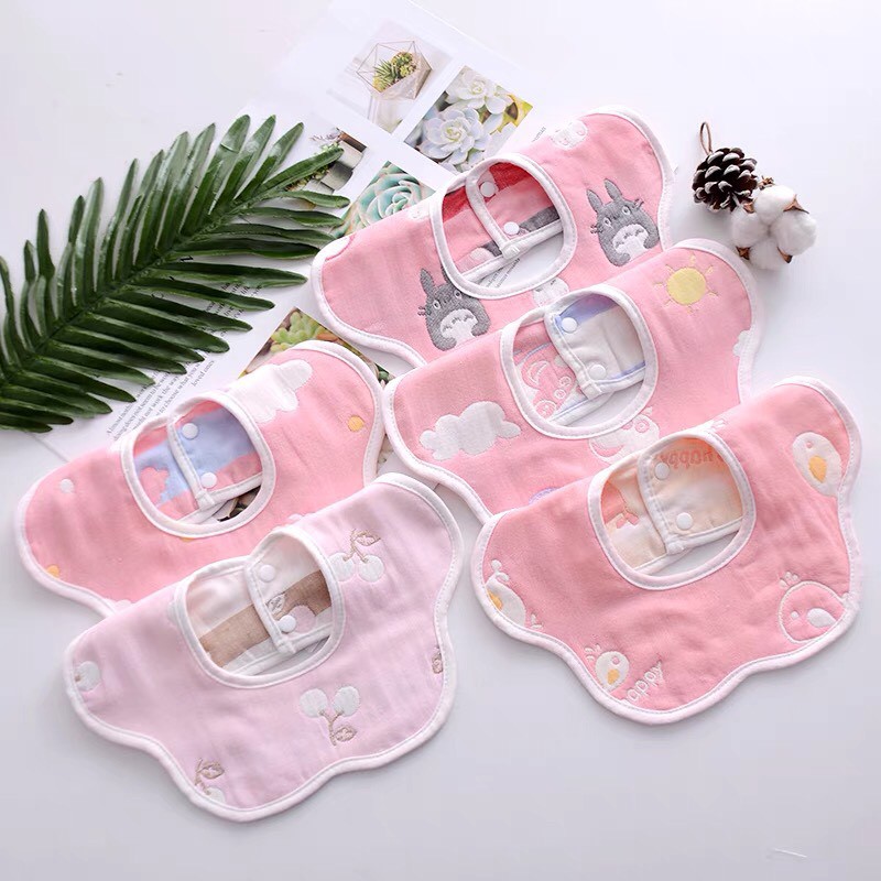 Yếm xô tròn 6 lớp cotton thấm hút hiệu quả cho bé (chọn mẫu)