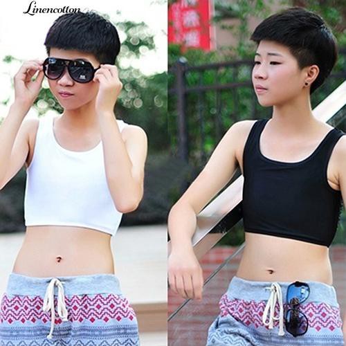 Áo nịt ngực sát nách phối màu trơn cho tomboy