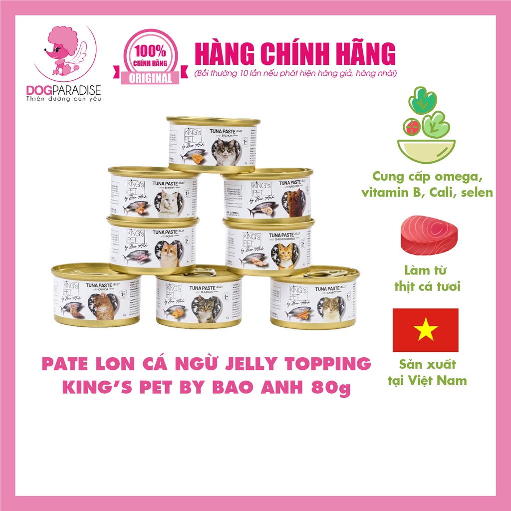 Pate lon cá ngừ Jelly Topping King's Pet By BAO ANH 80g - Dogparadise