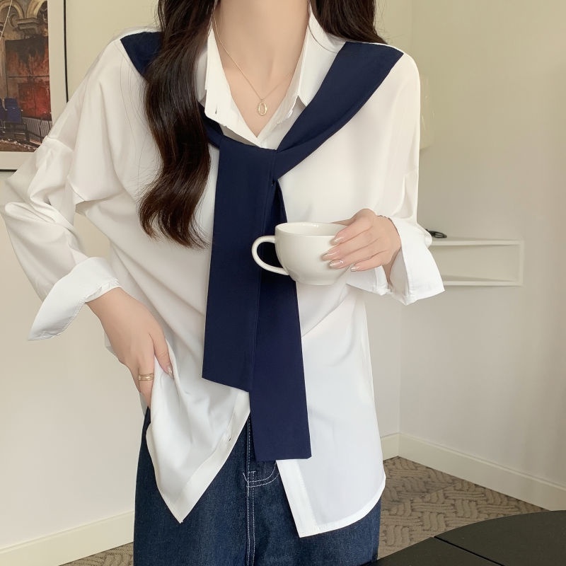 Áo Sơ Mi Giả Hai Lớp Thời Trang Mùa Thu Phong Cách Hàn Quốc