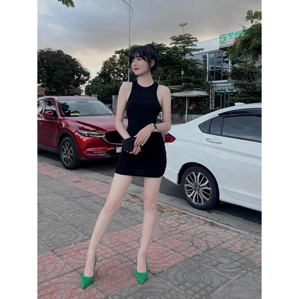 Đầm body thun lạnh cổ Y 2m