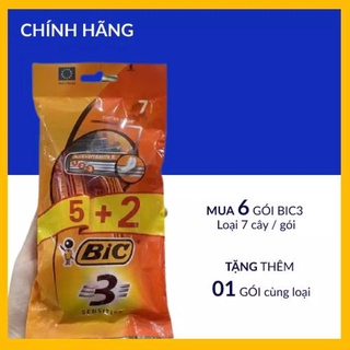 COMBO 6 gói dao cạo râu BIC 3 lưỡi (loại gói 7 cây) tặng 1 gói cùng loại