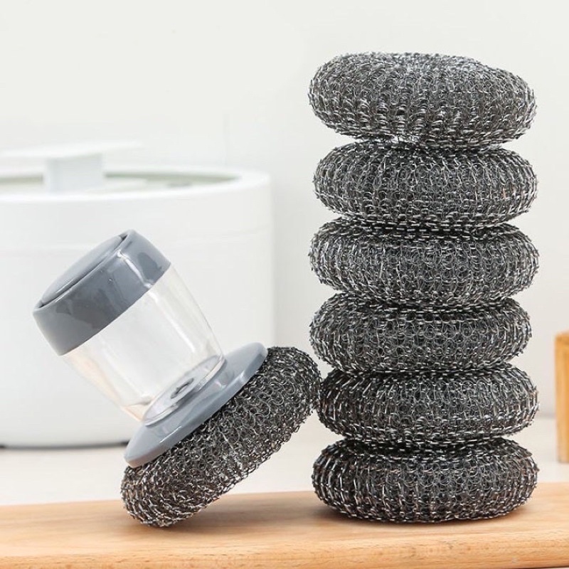 Dụng cụ cọ rửa xoong nồi có bình đựng xà phòng tiện lợi an toàn cho da tay