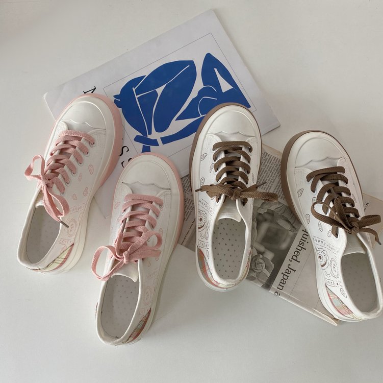 Giày Thể Thao Vải Canvas Đế Bằng Buộc Dây Cá Tính Hợp Thời Trang Cho Nữ | BigBuy360 - bigbuy360.vn