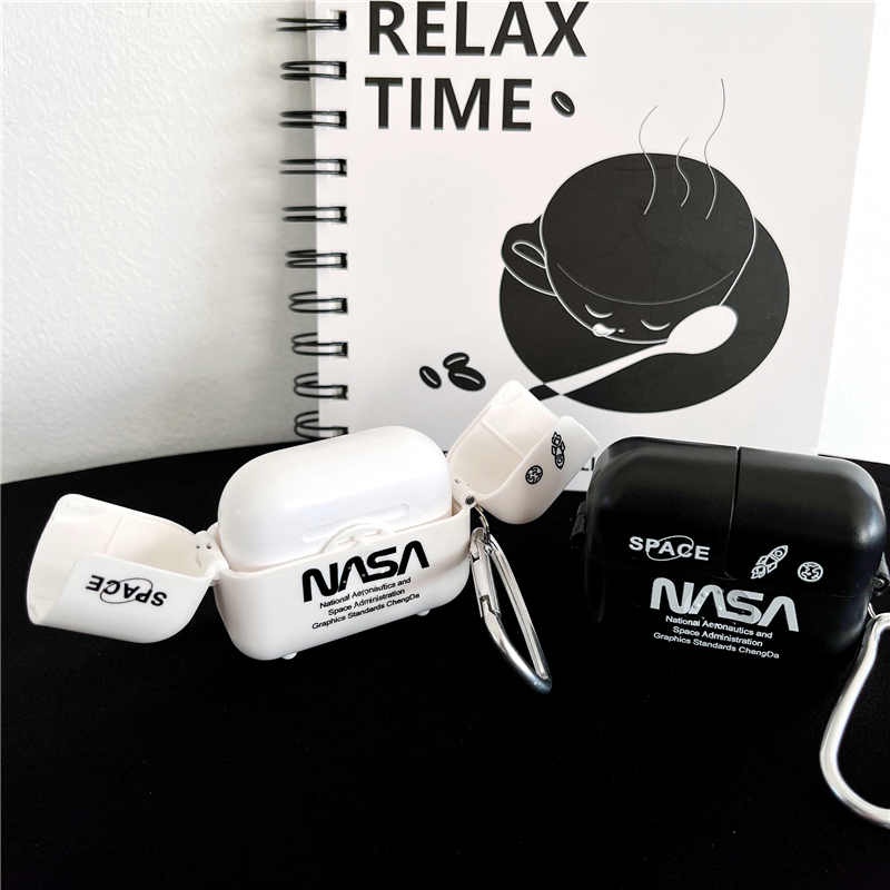 Vỏ Bảo Vệ Hộp Sạc Tai Nghe Airpods 1 2 Pro 3 Bluetooth Không Dây Mềm Nắp Gập In Logo Nasa