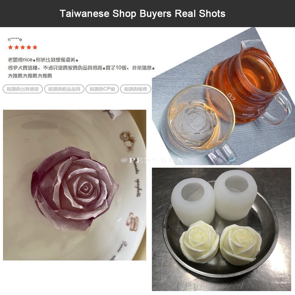 Khuôn làm đá viên/nến/sáp hình hoa hồng/hình tròn lớn handmade bằng silicone