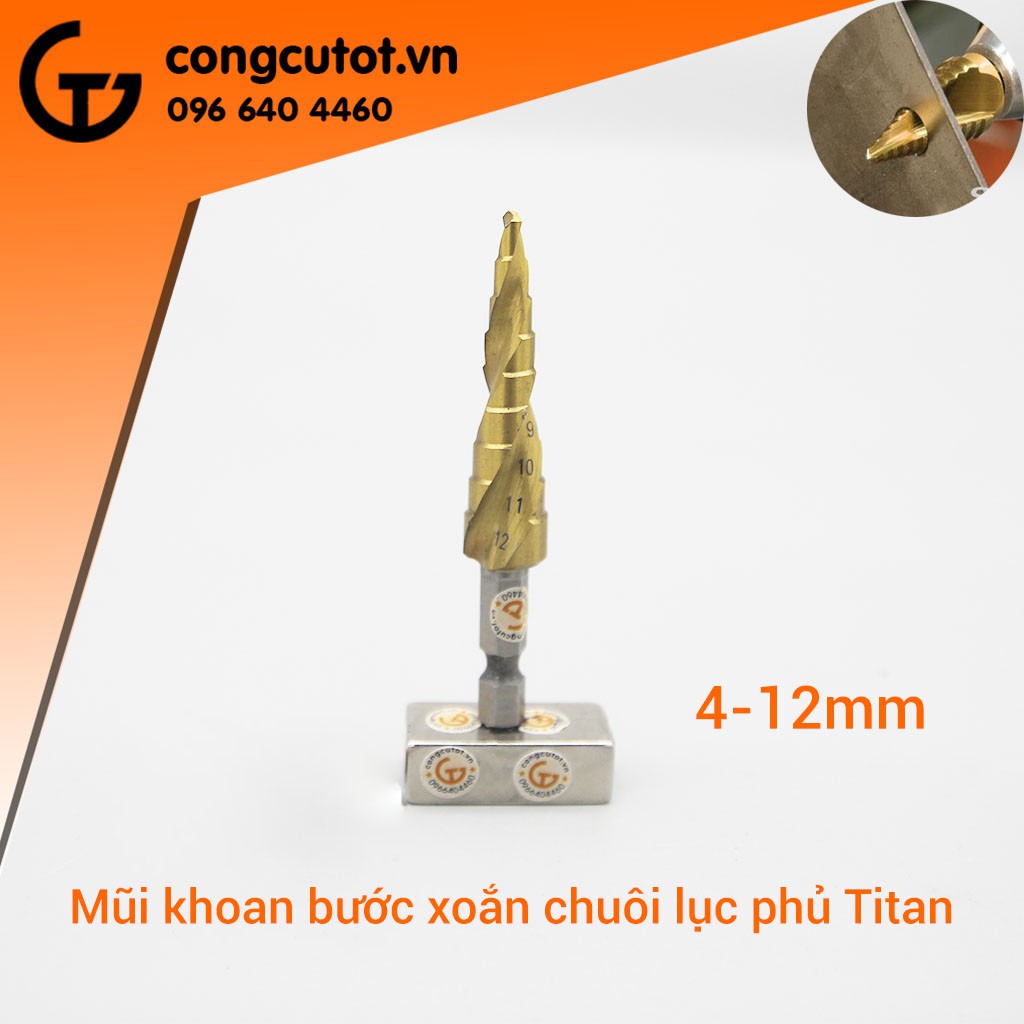 Mũi khoan bước xoắn phủ Titan 4241 chuôi lục