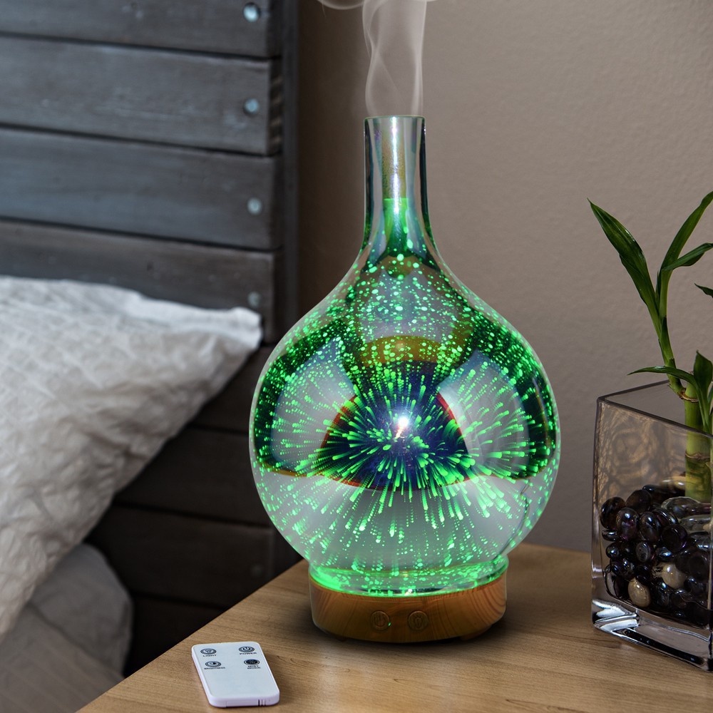 Máy Khuếch Tán Tinh Dầu Lọ Hoa 3D Hoa Nén 200ml - Phun sương tạo ẩm, khử mùi phòng ngủ, thiết kế sang trọng
