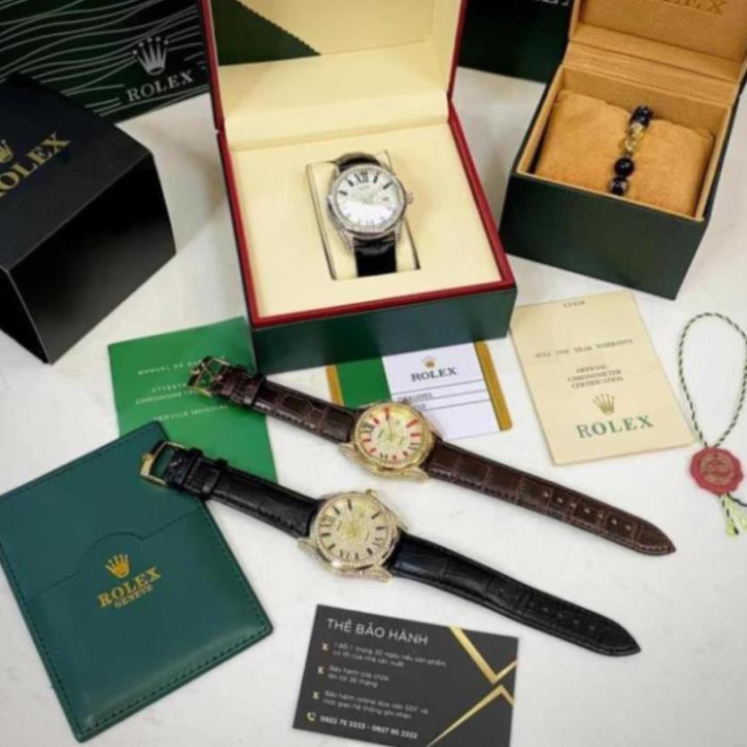 Đồng hồ nam Rolex đính đá full box dây da - bảo hành 12 tháng DH515