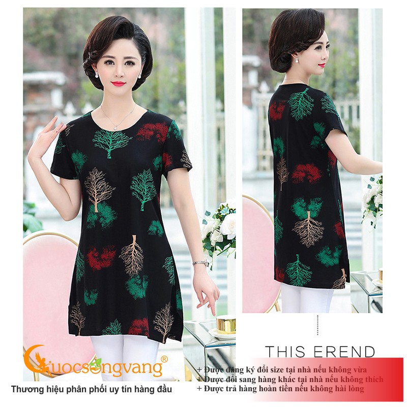 Áo trung niên kiểu dáng dài áo nữ big size xẻ tà Queenbe GLA257 Cuocsongvang