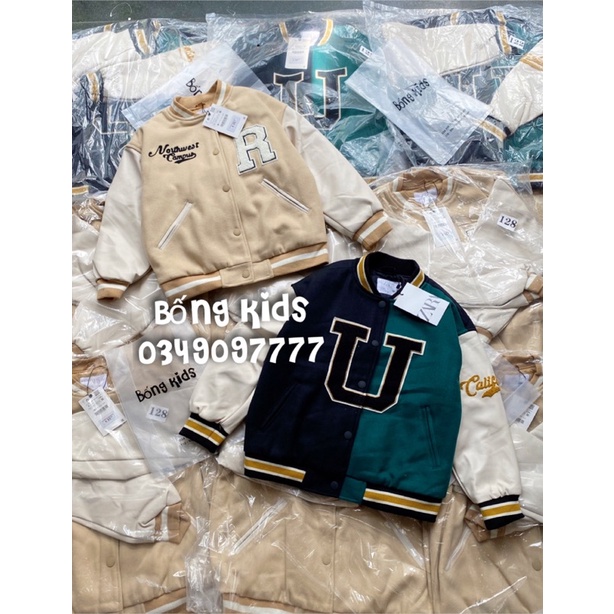 Áo Bomber Dạ Bé Trai Phối Tay Da ZR