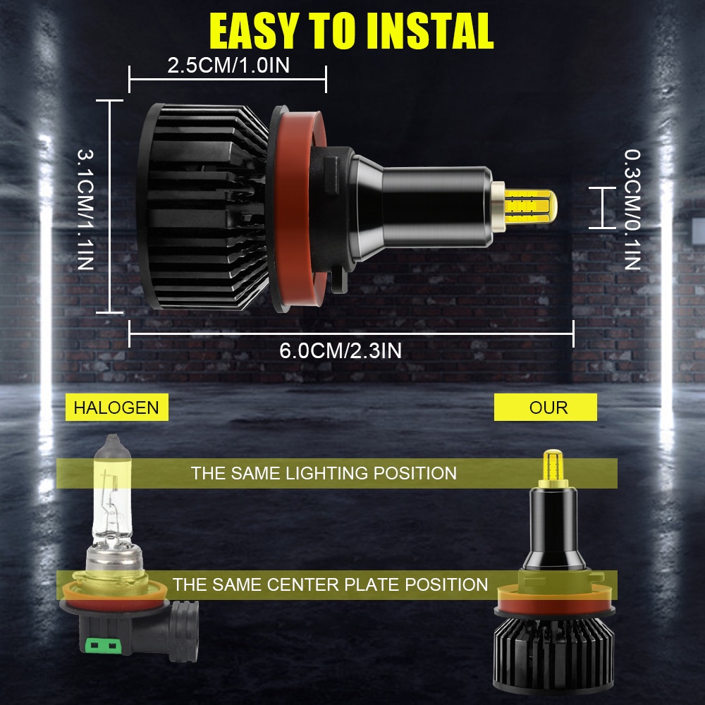 2pcs Đèn pha LED H7 H11 9005 9006 9012 6 mặt 3D 360° CSP Đèn pha tự động 60W 18000LM