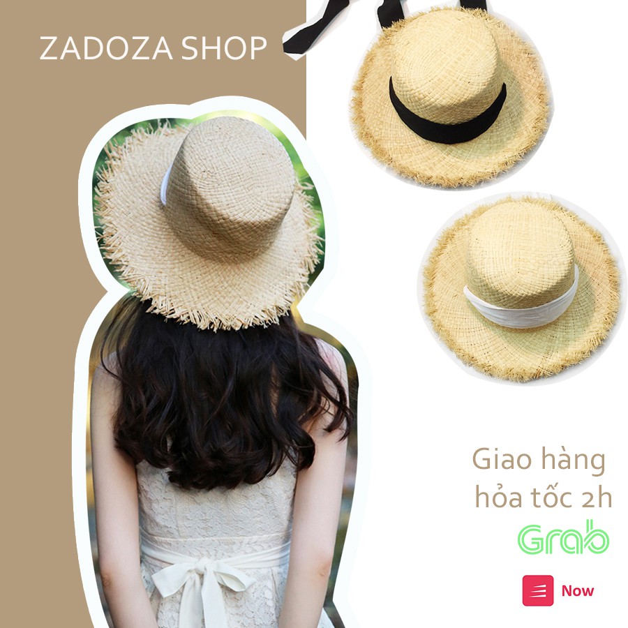 Mũ cói RAFFIA cao cấp buộc dây vải ( ẢNH THẬT CHỤP TẠI SHOP)