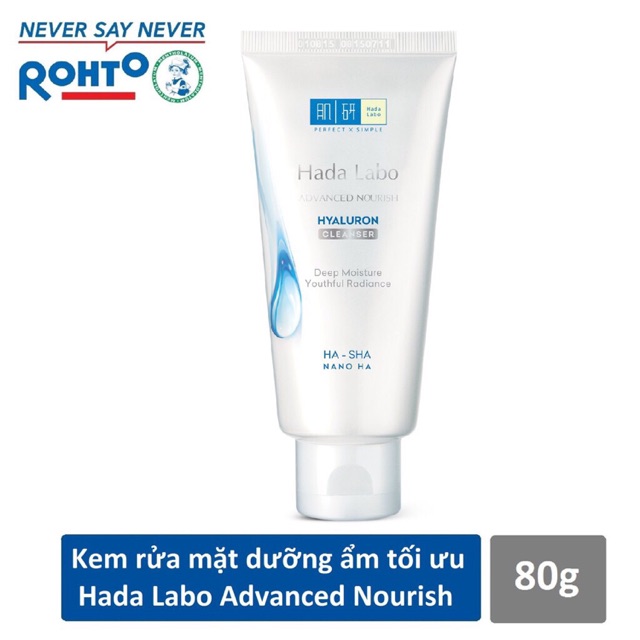 Kem rửa mặt dưỡng ẩm Hadalabo Advanced Nourish 80g - Mẫu mới nhất