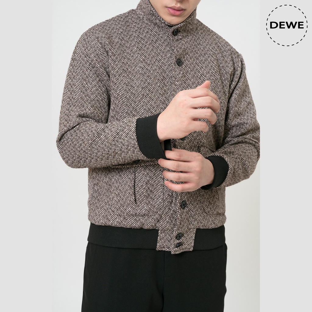 Áo khoác dạ cổ trụ DEWE chất liệu dạ nhập khẩu - Dạ xương cá nâu