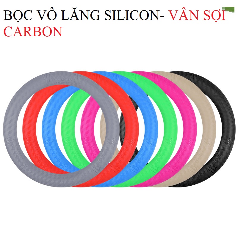 Bọc vô lăng SILICON vân sợi CARBON (SIZE 32-38CM) Bọc vô lăng xe hơi hoa văn carbon
